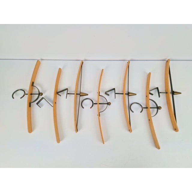 Postmodern Coat Hangers in Brass and Bentwood, 1980, Set of 7 For Sale - Image 11 of 11