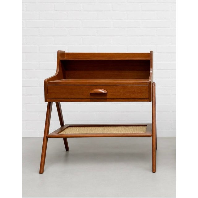 1960s Mid Century Modern Handcrafted Caned Teak Cabinet / Entryway Table For Sale In New York - Image 6 of 14