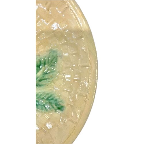 Antique Majolica Floral, Berry & Basket Plate For Sale - Image 4 of 5