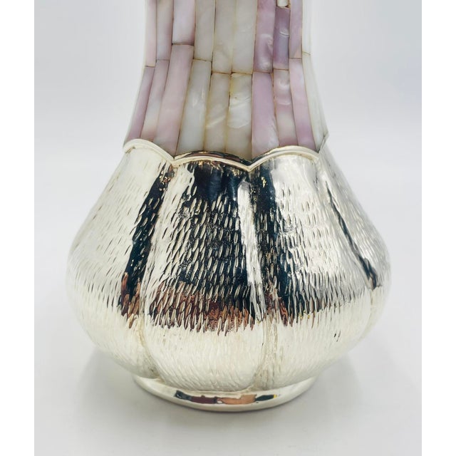1960s Los Castillo Silver-Plated & Mother of Pearl Water Pitcher, Mexican Modernism For Sale - Image 12 of 18