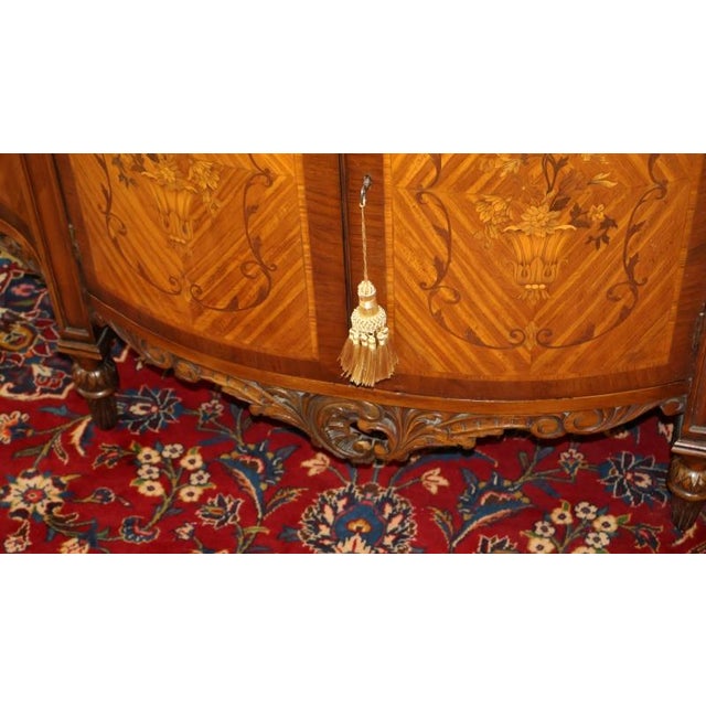 Brown 1920's French Louis XVI Style Marble Top Satinwood Inlaid Chest Dresser Commode For Sale - Image 8 of 15