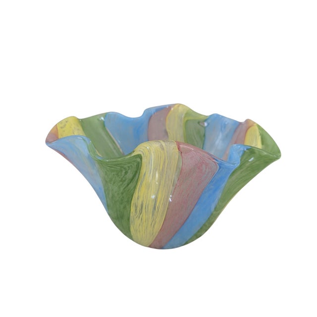 Art Glass Ruffled Decorative Bowl For Sale - Image 11 of 12