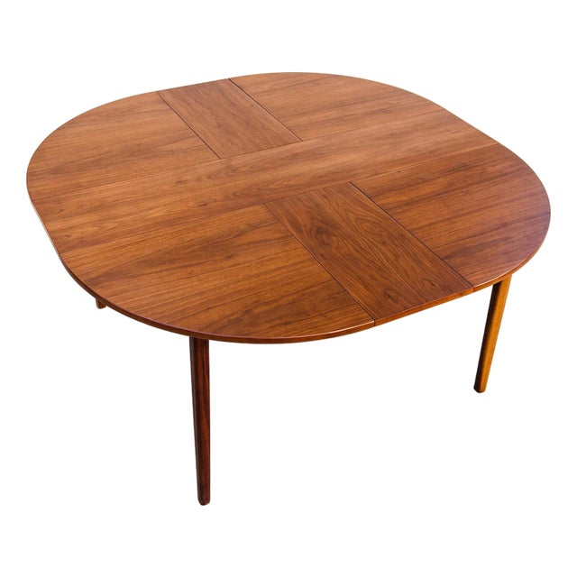 1960s Uncommon Danish Modern Two-Way Walnut Expandable Dining Table For Sale