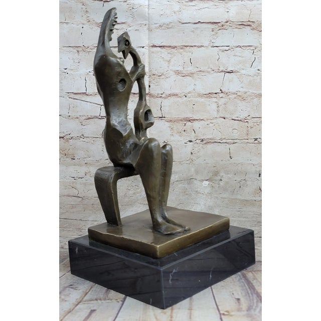 Metal Signed Henry Moore Abstract Modern Art Mother and Child Bronze Sculpture Statue For Sale - Image 7 of 10