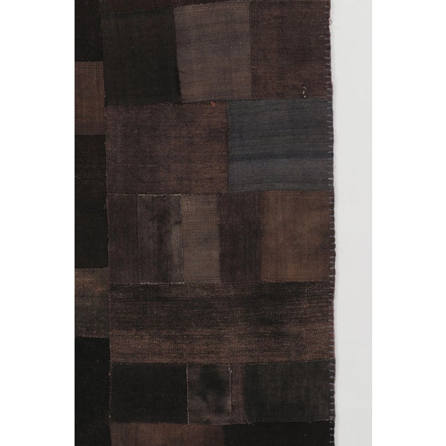 Vintage Turkish Patchwork Kilim Rug in Brown With Textural Design - Rug & Kilim For Sale In New York - Image 6 of 9