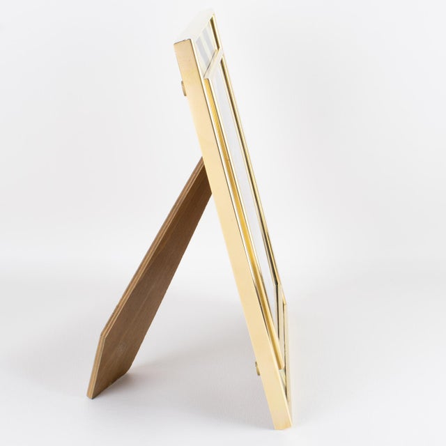 Mid-Century Modern Montagnani Gilded Brass and Faux-Horn Lucite Inlaid Picture Frame For Sale - Image 3 of 9