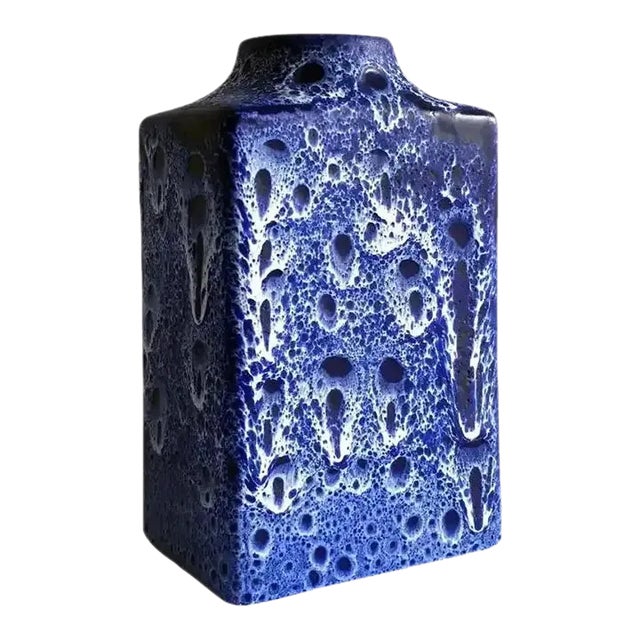 Es Keramik Midcentury Blue and White Lava Vase, 1960s For Sale