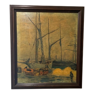 Vintage Post Impressionist Pierre Bonnard Painting on Canvas Nautical Seascape Framed For Sale