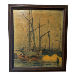 Vintage Post Impressionist Pierre Bonnard Painting on Canvas Nautical Seascape Framed