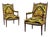Gianni Versace Fabric Louis XVI Style Armchairs, Walnut, France, 20th C. For Sale