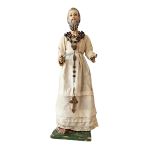 17th/18th Century Baroque Period Carved Polychrome Santo Altar Statue
