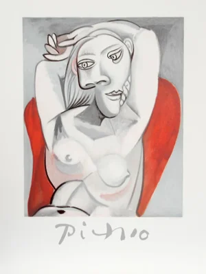 1980s "Femme au Fauteuil Rouge" Lithograph After Pablo Picasso