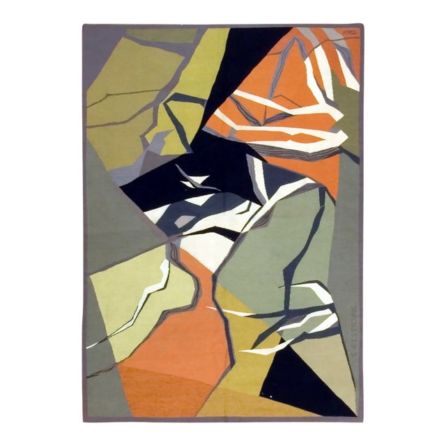 Vintage Circa 1950 French Modern Aubusson Tapestry Panel 4' X 5'1 For Sale