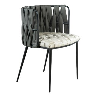 Milano Dining Chair in Gray and White For Sale