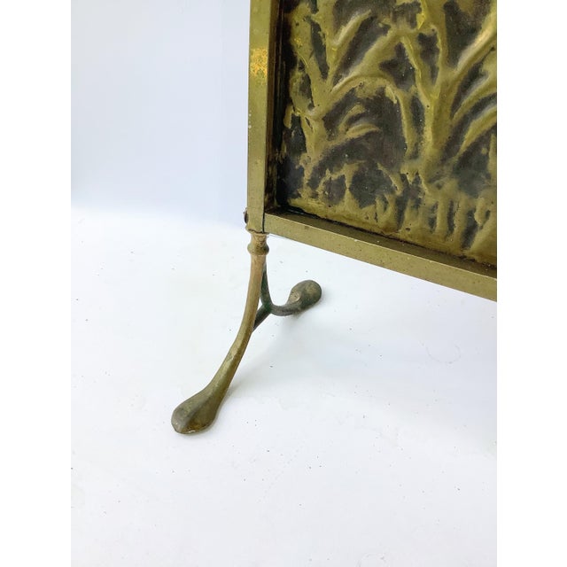 Metal Mid-Century Repoussé Birddog Fire Screen For Sale - Image 7 of 8