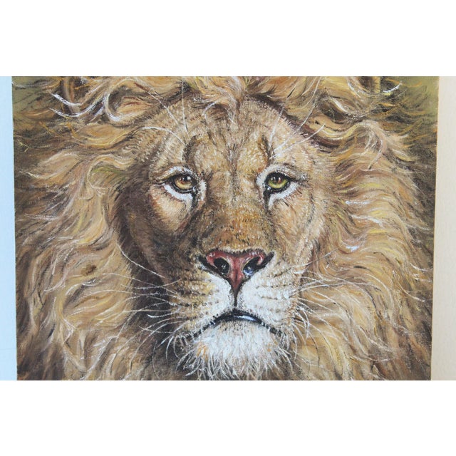Figurative Vintage Lion Head Painting on Board For Sale - Image 3 of 9