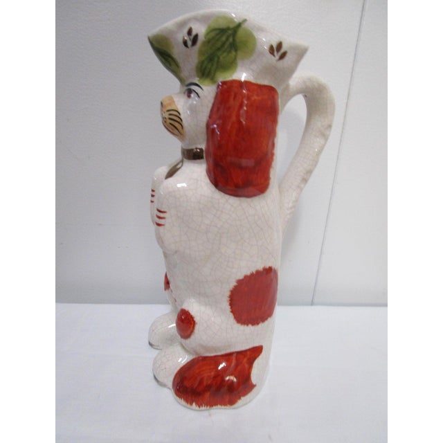 Victorian 20th Century Staffordshire Red and White Begging Spaniel Toby Jug For Sale - Image 3 of 9