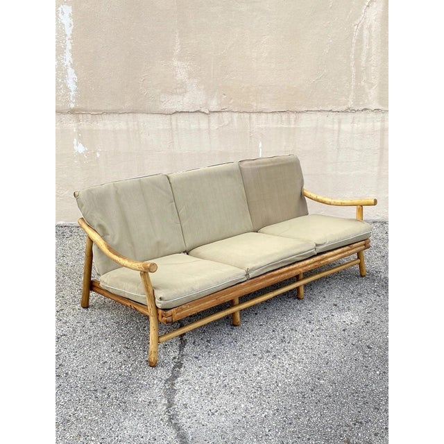 Hollywood Regency Vintage Ficks Reed Bamboo Rattan Tiki Sofa Set With Lounge Chairs - 3 Pc Set For Sale - Image 3 of 12