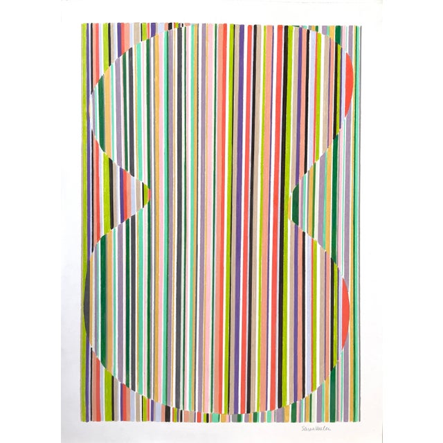 Color Pencil Drawing With Striped Shape For Sale