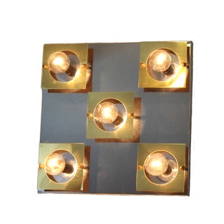 Space Age Mod Brass and Chrome Light Fixture For Sale