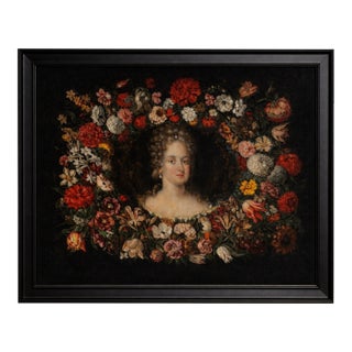 Henri Gascar Portrait With Floral Still Life 17th Century For Sale