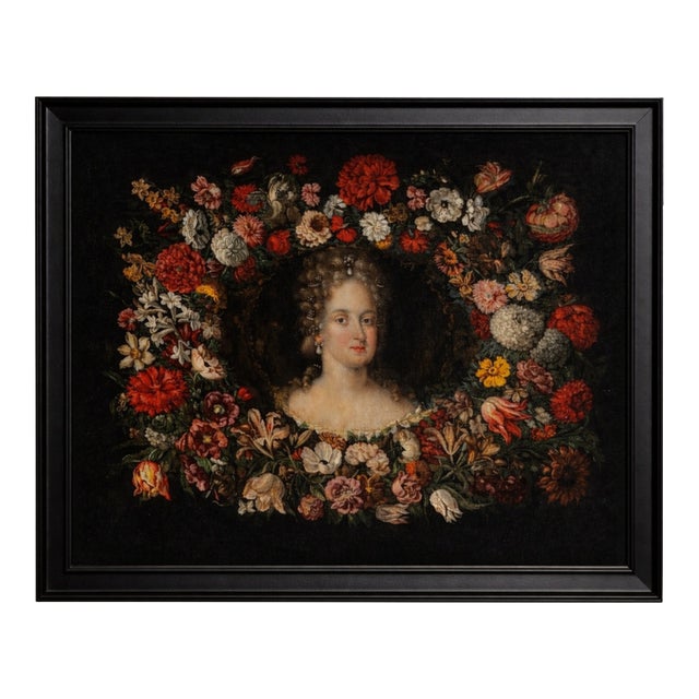 Henri Gascar Portrait With Floral Still Life 17th Century For Sale