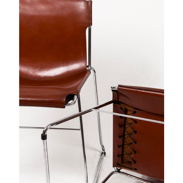 Vintage Italian Chrome and Leather Chairs, 1970s, Set of 4 For Sale - Image 9 of 10