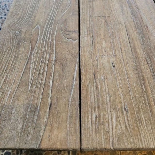 French Rustic Whitewash Trestle Dining Set, Indoor and Outdoor For Sale - Image 4 of 5