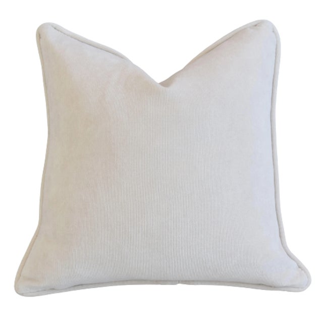 Early 21st Century Designer French Colorful Floral Linen Feather/Down Pillow 15" Square For Sale - Image 5 of 7