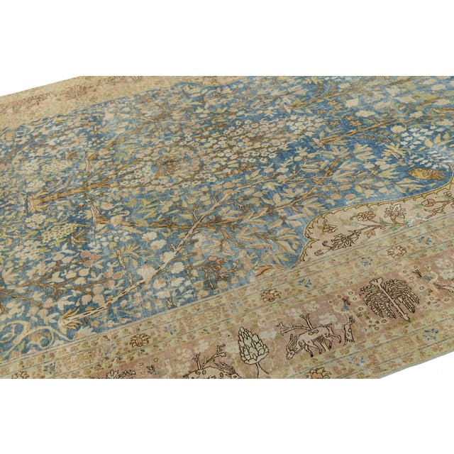 Blue Antique 19th Century Tabriz Wool Area Rug, Blue Tree of Life For Sale - Image 8 of 12