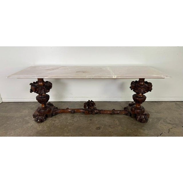 European Baroque Revival Coffee Table With Onyx Stone Top, Late 19th Century For Sale - Image 4 of 15