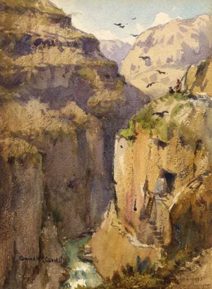 Conrad H.R. Carelli, Valley El Leja, Palestine, Early 1900s, Watercolour