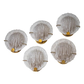 Set of Five Wall Lights with Glass Shades, italy, Mid-20th Century For Sale