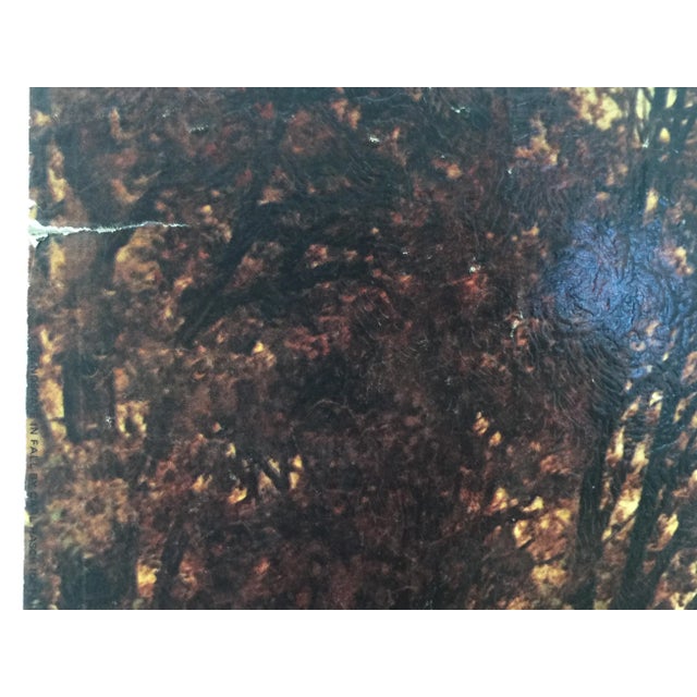 Ebony 1950s Vintage "Landscape in Fall" Stamp Board Lithograph Print For Sale - Image 8 of 11