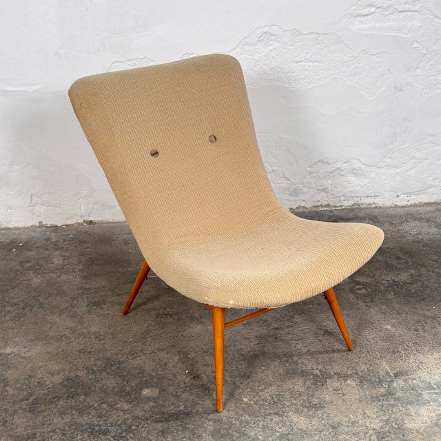 Mid-Century Easy Chair attributed to Jindřich Halabala for Český Nábytek, 1950s For Sale - Image 9 of 11