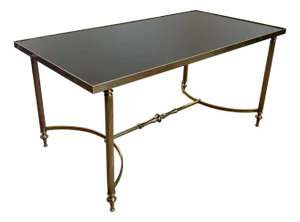 1940s Brass coffee table with black lacquered glass top Attributed to Maison Jansen