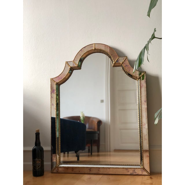 Large Vintage Venetian Brass Mirror – Gold Hollywood Regency, Spanish 1990s For Sale - Image 10 of 12