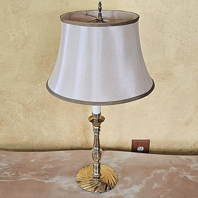 Vintage Glenn Nelson Brass Candlestick Table Lamp, Hollywood Regency Style, 28” Tall For Sale - Image 4 of 18
