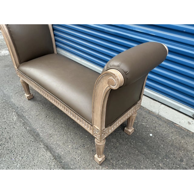 Kreiss Kreiss Tuscan Style Leather Bench For Sale - Image 4 of 11