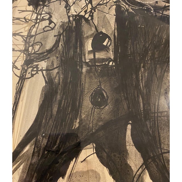 Black Arnold Mesches Watercolor Original Painting Carnival Performer With Birds 1961 Art For Sale - Image 8 of 10