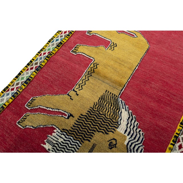 Hand-Knotted Gabbeh Nomadic Rug For Sale - Image 5 of 11
