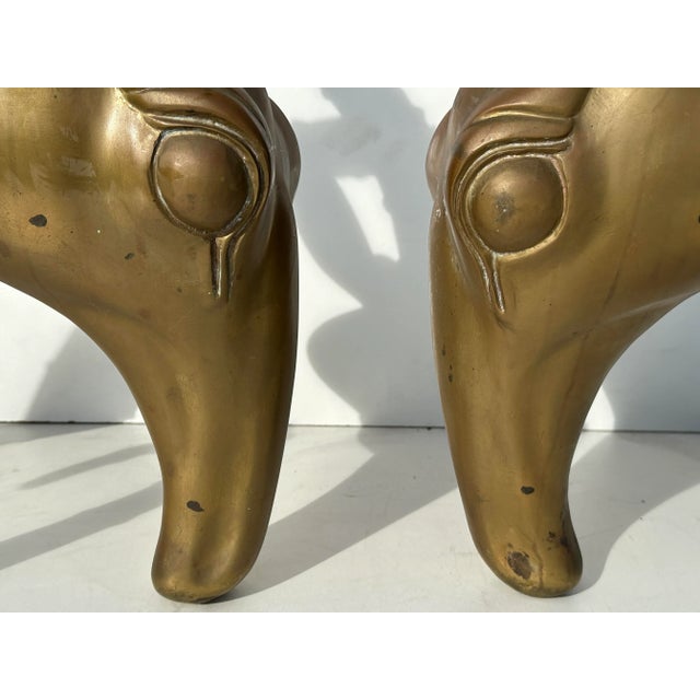 Brass 1970s Two Tone Brass Ibex Ram Dining Table - Set of 2 For Sale - Image 8 of 12