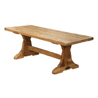 18th Century French Bleached Oak Monastery Refectory Farm Table on Trestle Base For Sale