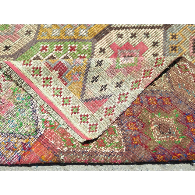 60s Turkish Handmade Multicolor Jejim Boho Area Kilim Rug For Sale - Image 4 of 11