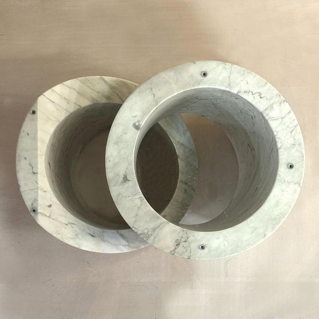 Brown Carrara Marble Coffee Table with Oval Glass Top, Italy, 1960s For Sale - Image 8 of 11