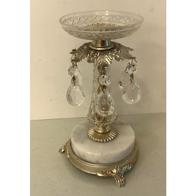 Hollywood Regency Italian Crystal and Marble Candle Holder Chairish