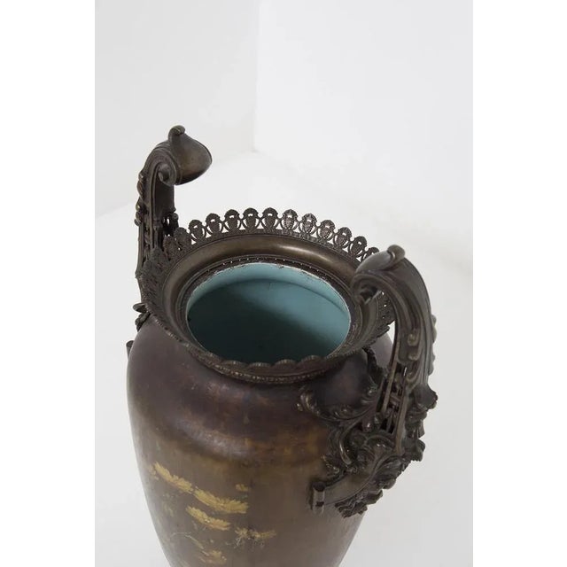 Large Art Nouveau Painted Bronze Vase, 1920s For Sale - Image 9 of 11