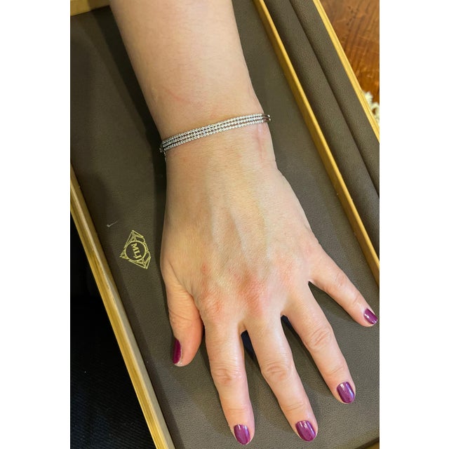 1.3 Carat Diamond Three Rows Bangle /Bracelet in 18 Karat White Gold 15 Grams For Sale - Image 11 of 18