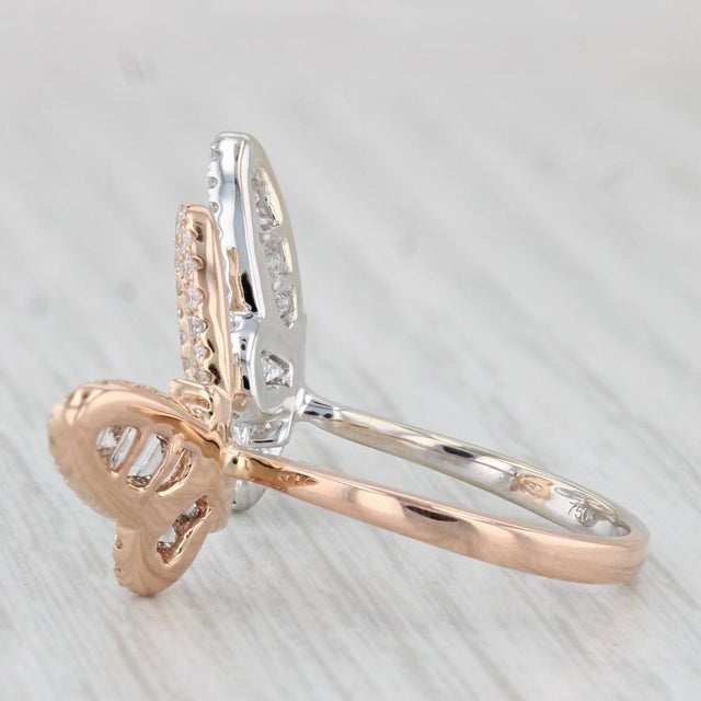 Modern 2.18ctw Diamond Butterfly Ring 18k White Rise Gold Size 6.5 Adjustable For Sale - Image 3 of 8
