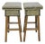Mid Century Faux Snakeskin Upholstered Wood Stools - Signed and Dated 1971 For Sale